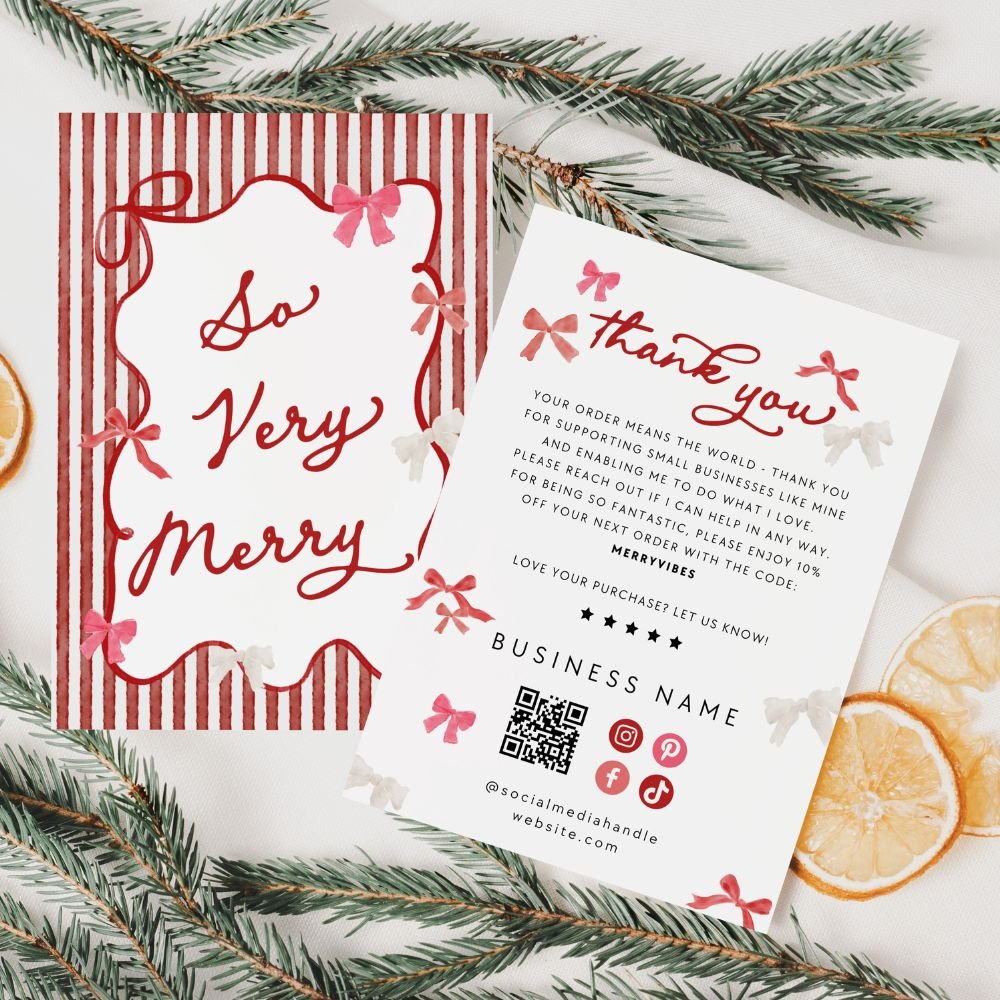 Christmas Business Thank You Card Canva Template | Vintage Coquette - Trendy Fox Studio