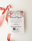 Christmas Business Thank You Card Canva Template | Coquette Bows Holiday Insert
