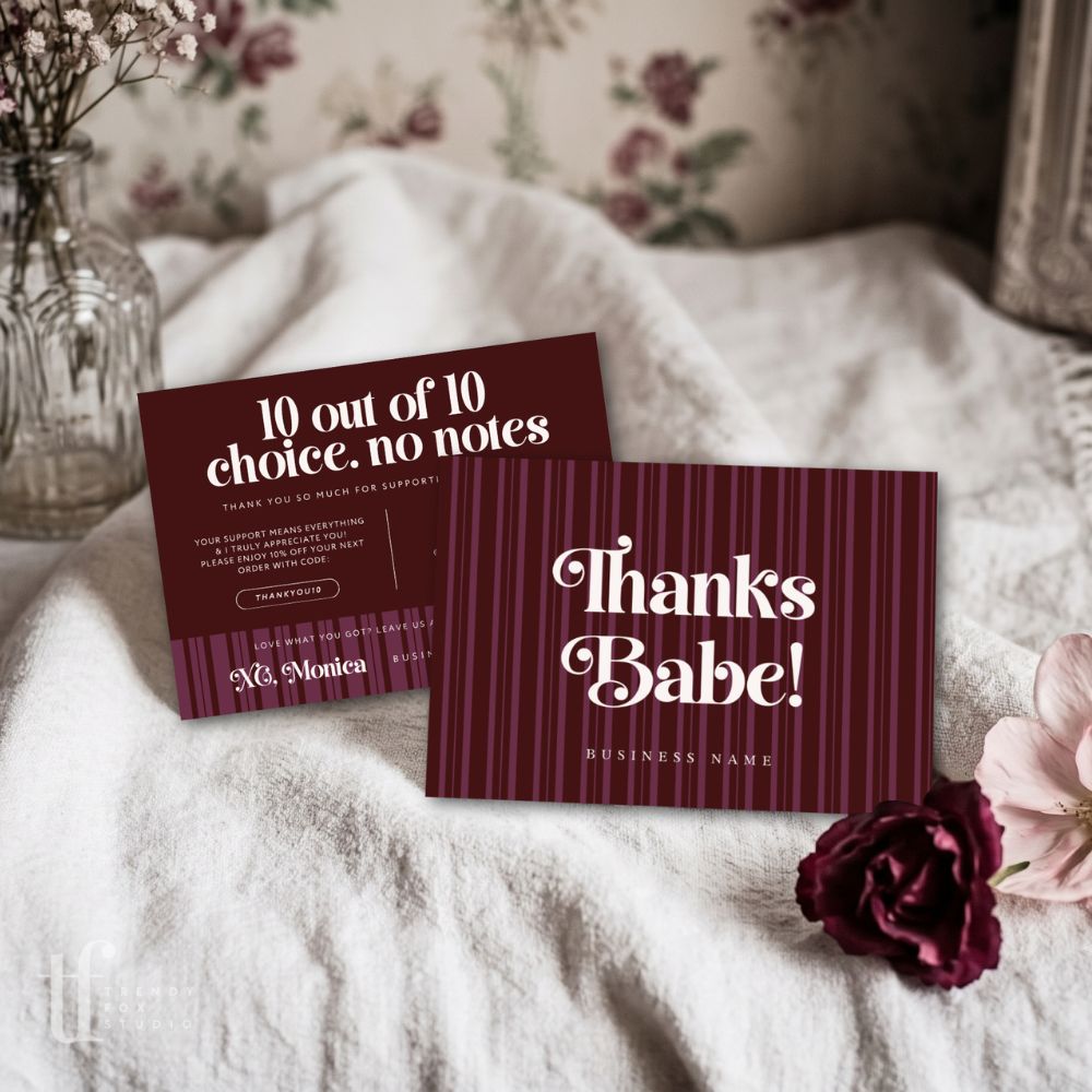 Business Thank You Card Canva Template | Chic Vintage | Plum - Trendy Fox Studio