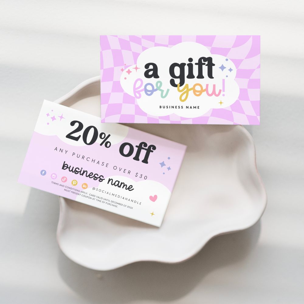 Business Coupon Card, Discount Card Canva Template | Colorful Rainbow | Lulu - Trendy Fox Studio