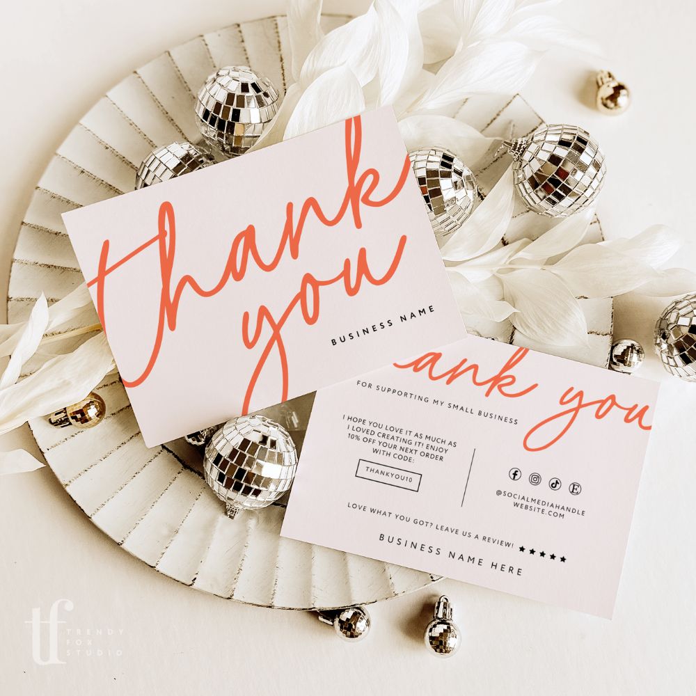 Business Thank You Card Canva Template | Elegant Boho | Inez - Trendy Fox Studio