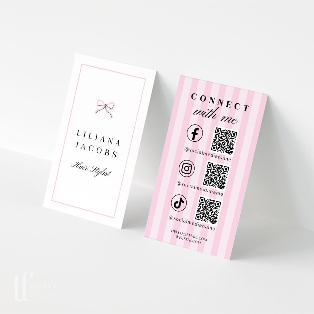 Social Media Connect with Us QR Code Business Card Canva Template | Brit - Trendy Fox Studio