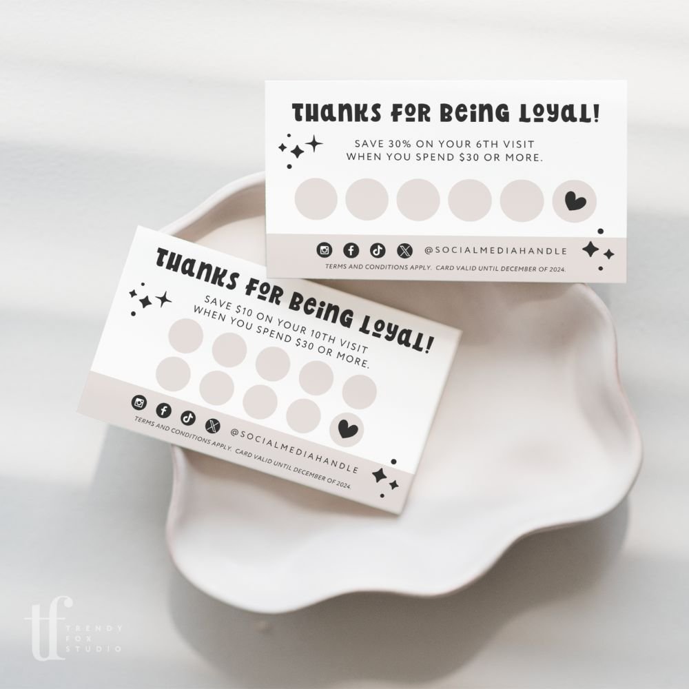 Loyalty Card Canva Template | Retro Checkered | Millie - Trendy Fox Studio