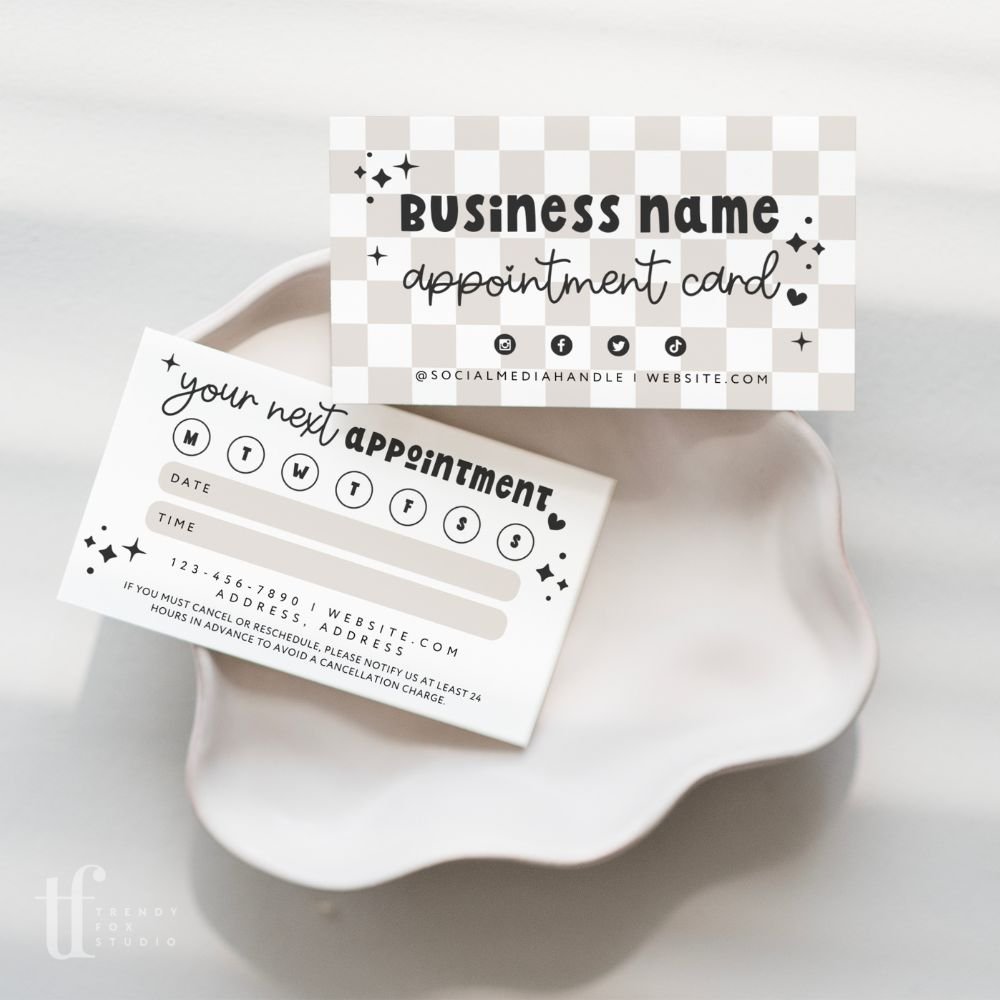 Appointment Reminder Card Canva Template | Cute Retro | Millie - Trendy Fox Studio