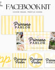 Preppy Cottagecore Facebook Cover Branding Set Canva Template | Yara - Trendy Fox Studio