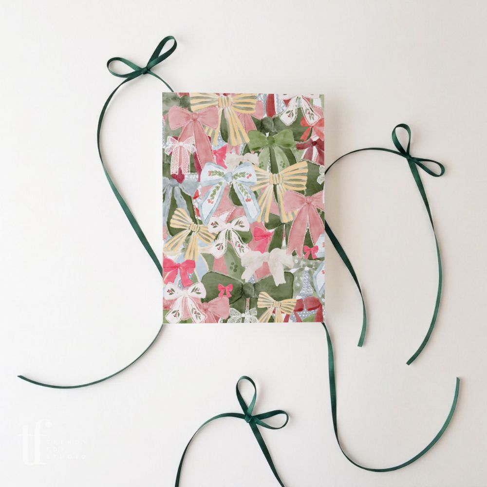 Christmas Business Thank You Card Canva Template | Coquette Bows Holiday Insert