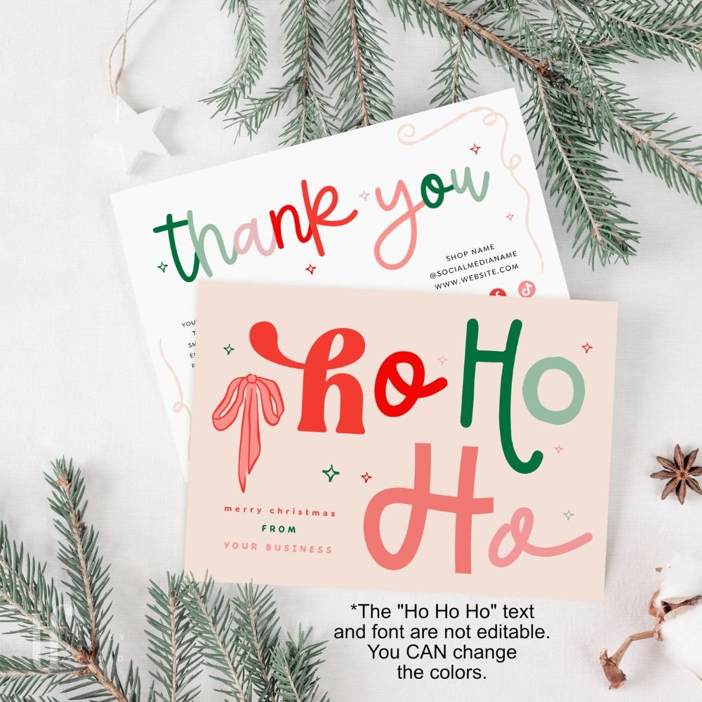 Christmas Business Thank You Card Canva Template | Quirky & Fun Holiday Insert - Trendy Fox Studio