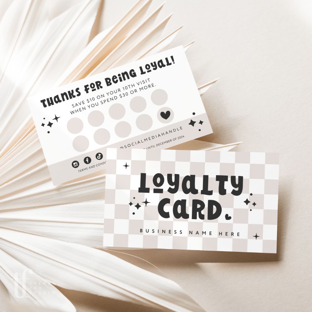 Loyalty Card Canva Template | Retro Checkered | Millie - Trendy Fox Studio