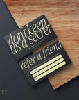 Refer A Friend Discount Card Canva Template | Luxe Black | Nysa - Trendy Fox Studio