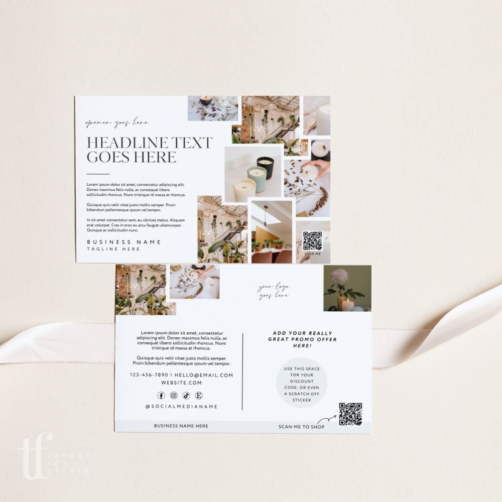 Wholesale Postcard Canva Template | Marketing Flyer with QR Code - Trendy Fox Studio