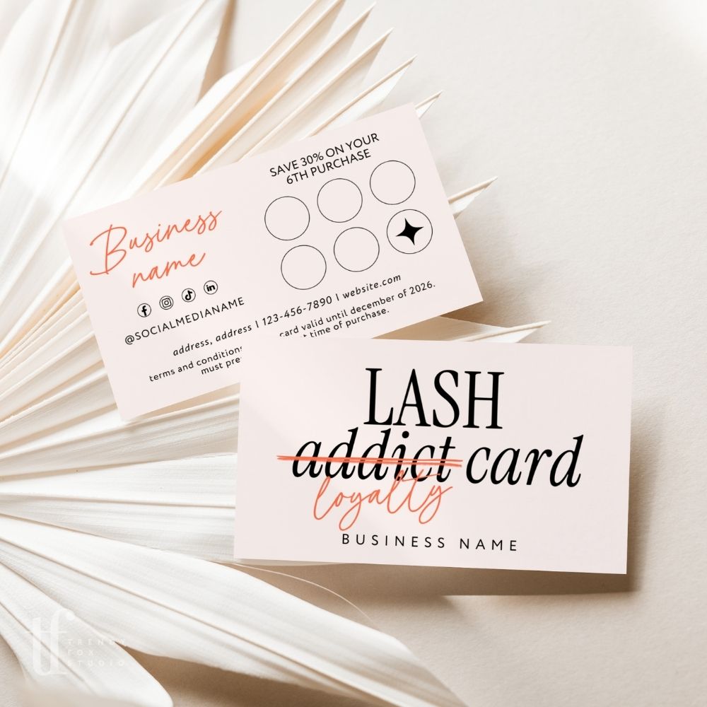 Loyalty Card Canva Template | Rewards Card for Lash Beauty Business | Inez - Trendy Fox Studio