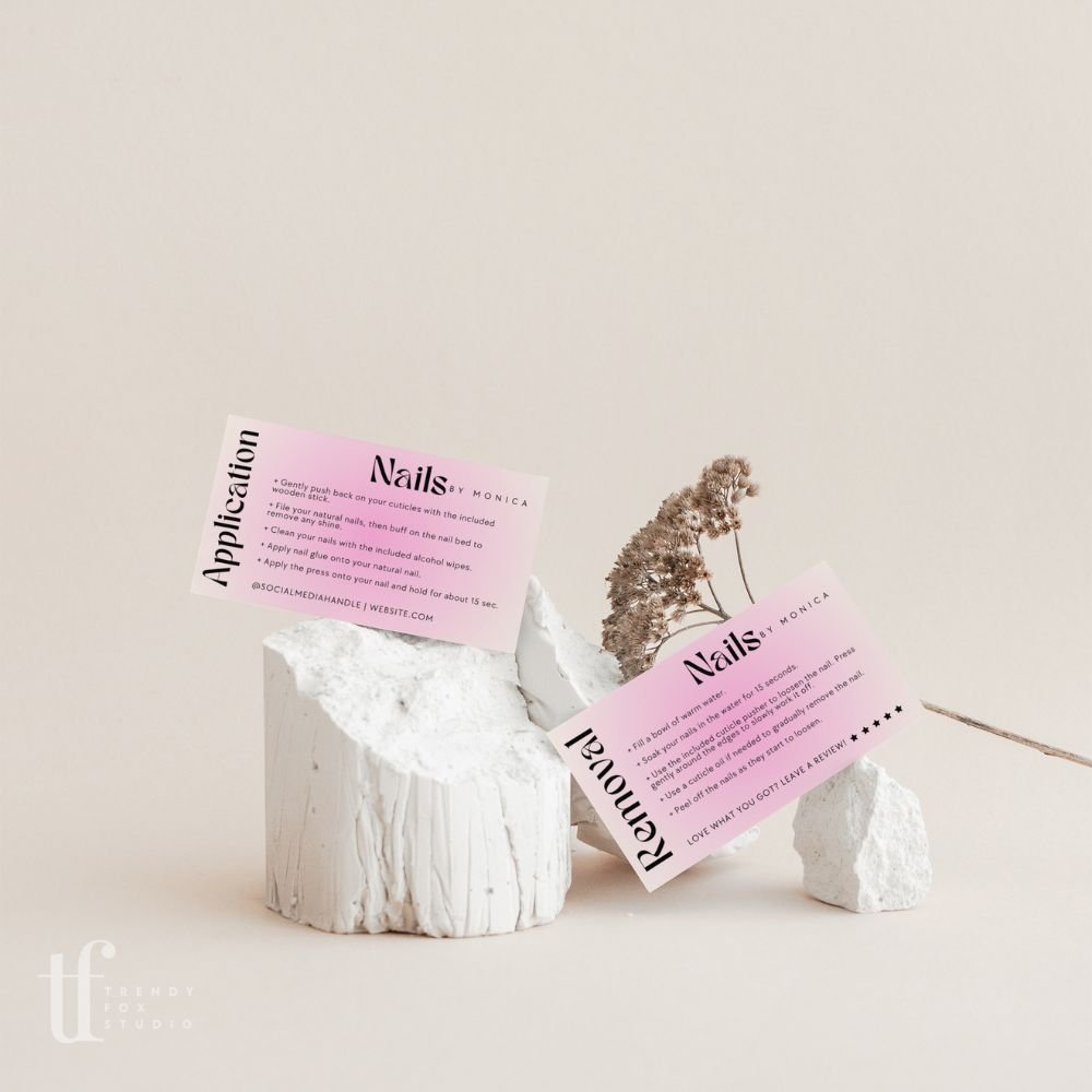 Artificial Nails Application & Removal Card Canva Template | Modern Aesthetic | Opal - Trendy Fox Studio