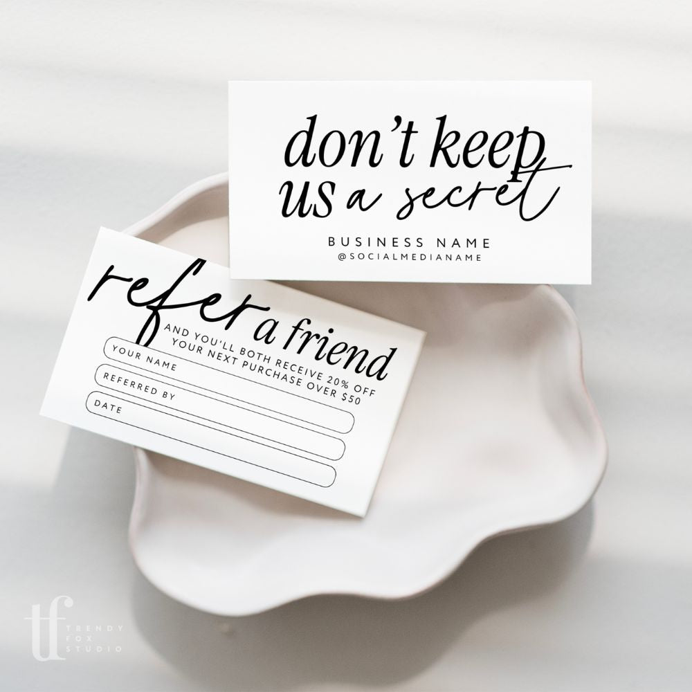 Refer A Friend Discount Card Canva Template | Modern Boho | Inez - Trendy Fox Studio