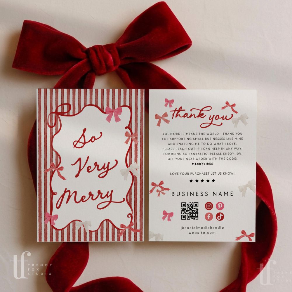 Christmas Business Thank You Card Canva Template | Vintage Coquette - Trendy Fox Studio