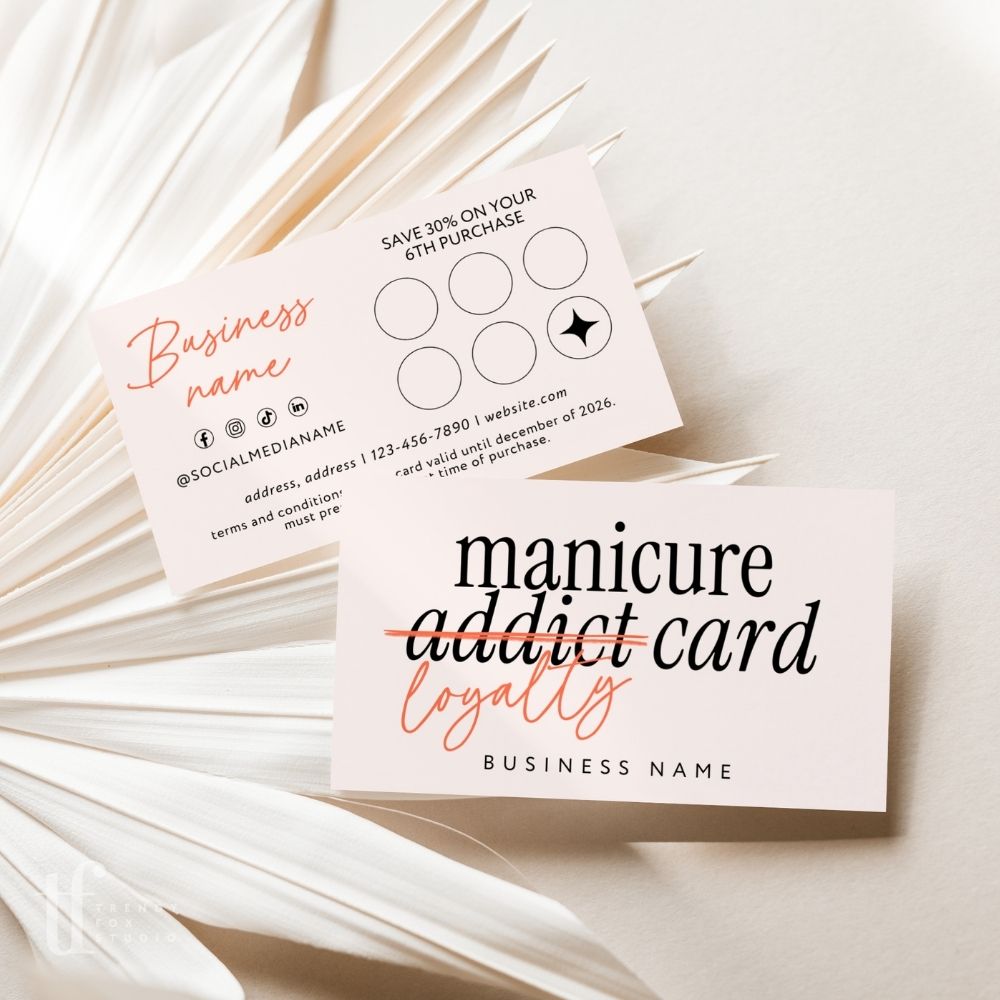 Loyalty Card Canva Template | Rewards Card for Nails, Salon, or Beauty Business | Inez - Trendy Fox Studio