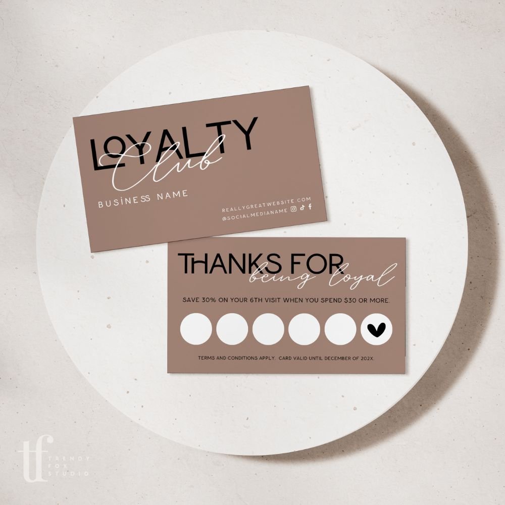 Loyalty Stamp Card Canva Template | Modern Editorial | Lyra - Trendy Fox Studio