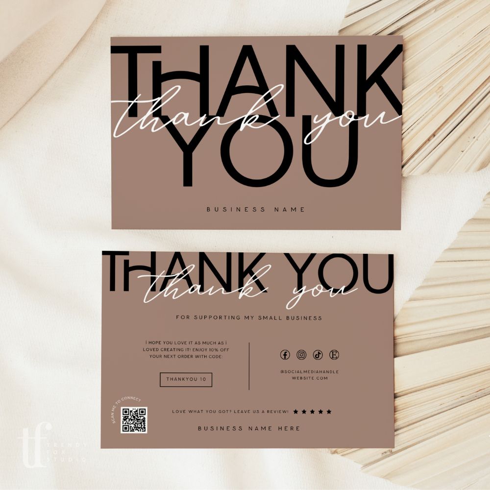 Business Thank You Card Canva Template | Modern Editorial | Lyra - Trendy Fox Studio