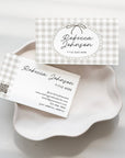 Business Card Canva Template with QR Code | Cottagecore Gingham | Lula - Trendy Fox Studio