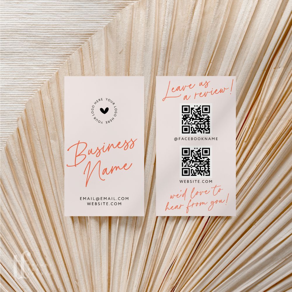 QR Code Leave Us A Review Us Business Card Canva Template| Inez - Trendy Fox Studio