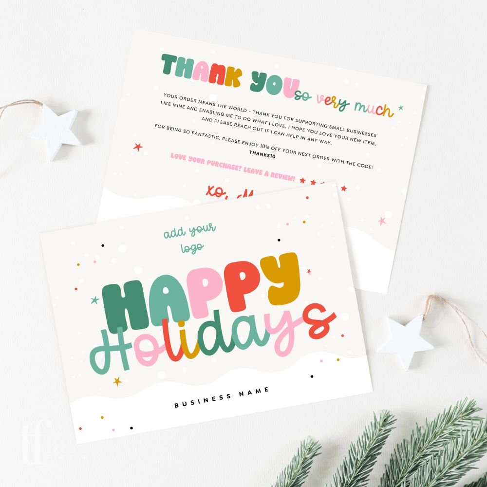Christmas Business Thank You Card Canva Template | Rainbow - Trendy Fox Studio