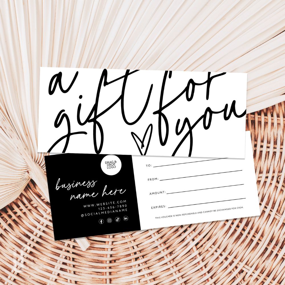 Gift Certificate Canva Template | Modern Black Boho | Inez - Trendy Fox Studio