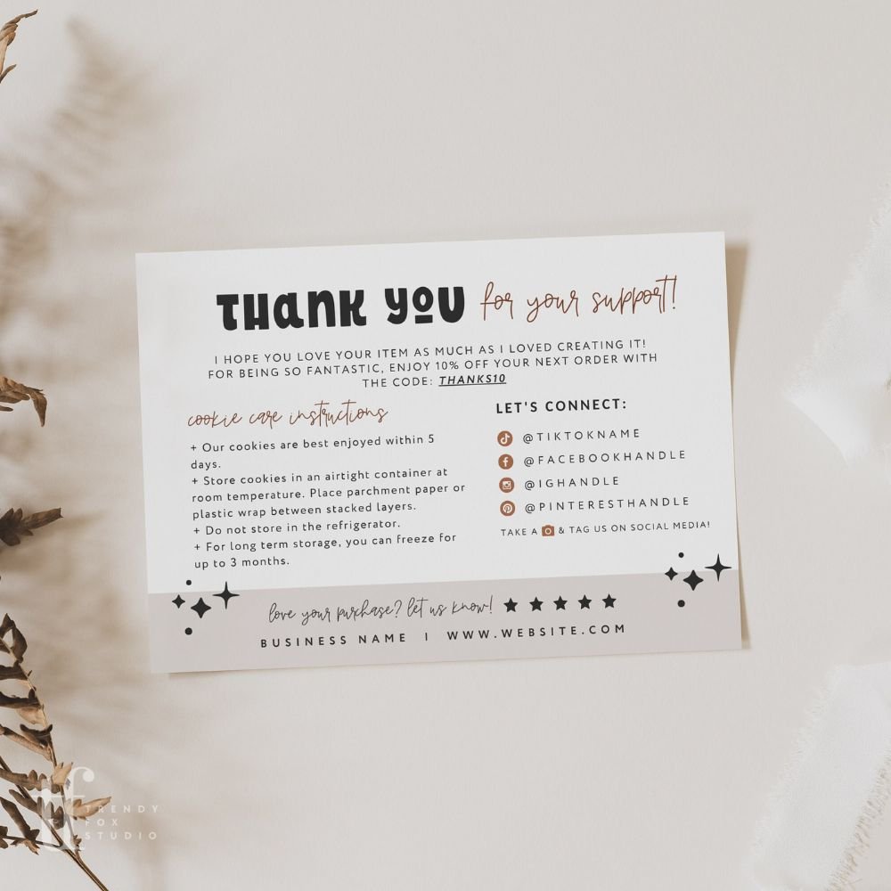 Cookie Care Card Canva Template | Retro Characters | Millie - Trendy Fox Studio