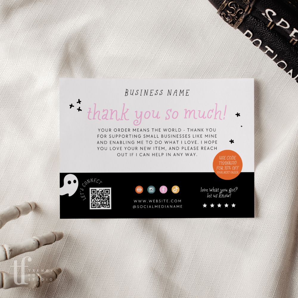 Halloween Business Thank You Card Canva Template | Hocus Pocus Ghost