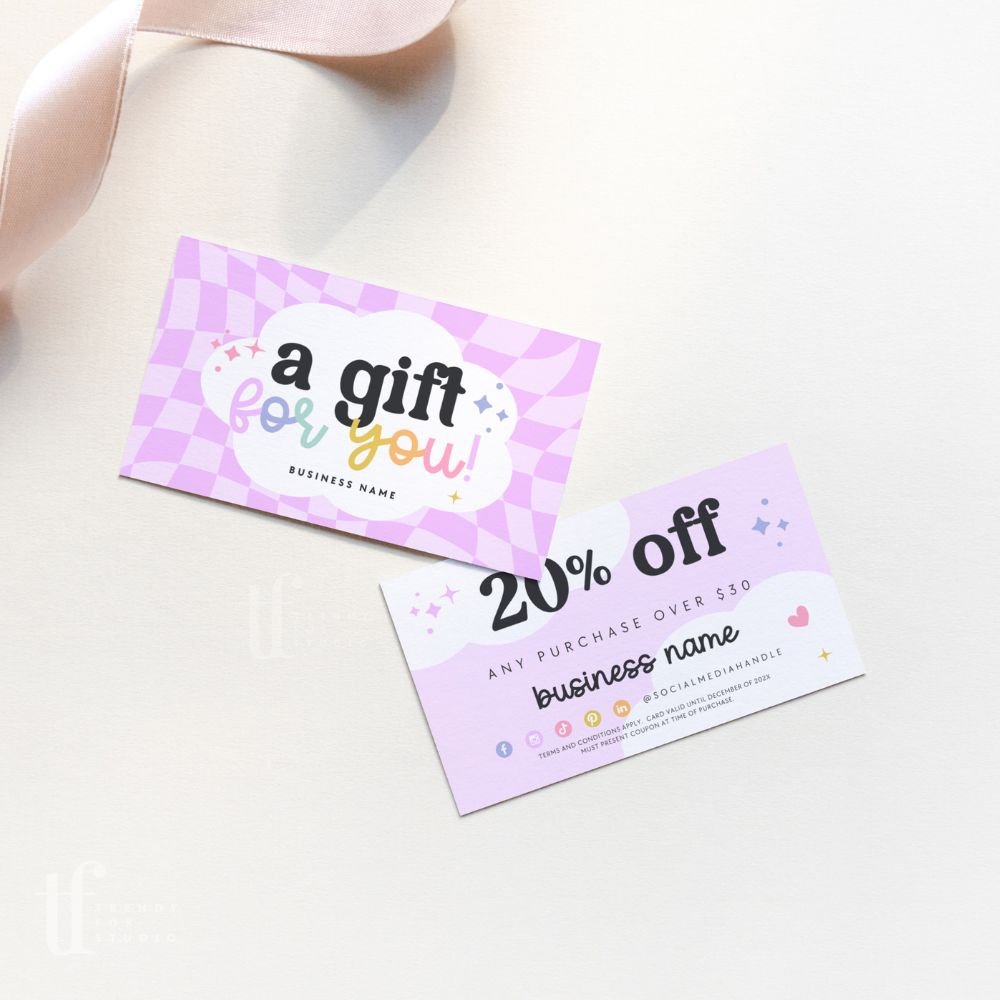 Business Coupon Card, Discount Card Canva Template | Colorful Rainbow | Lulu - Trendy Fox Studio