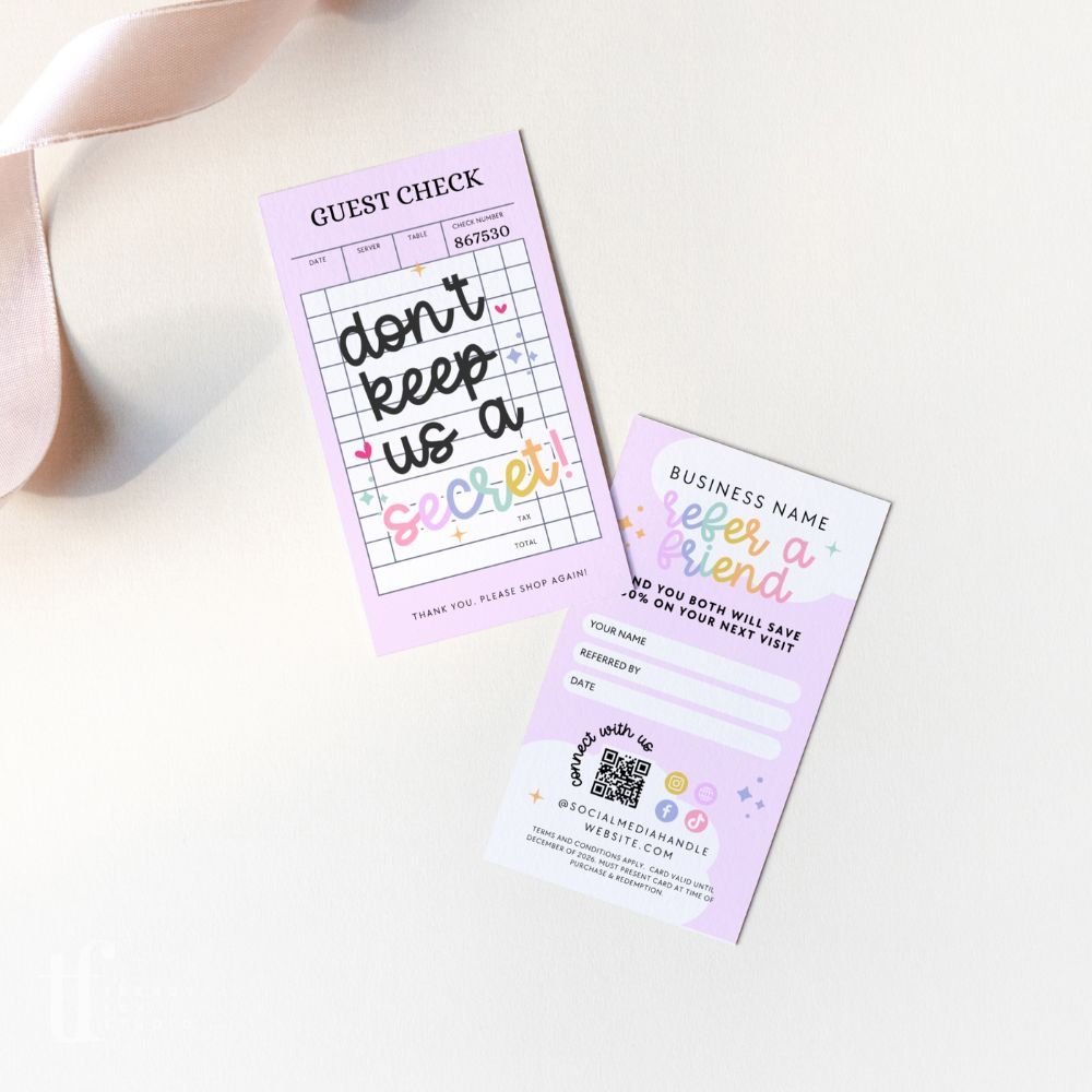 Refer A Friend Discount Card Canva Template | Colorful Rainbow | Lulu - Trendy Fox Studio