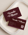 Business Card Canva Template | Chic Vintage Stripe | Plum - Trendy Fox Studio