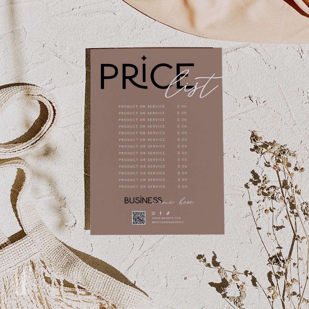 Price List Menu Canva Template | Modern Editorial | Lyra - Trendy Fox Studio