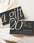 Business Coupon Card, Discount Card Canva Template | Luxe Black | Nysa - Trendy Fox Studio