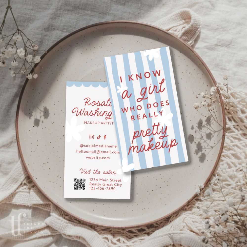 Beauty Business Card Canva Template | Preppy Cottagecore | Margot - Trendy Fox Studio
