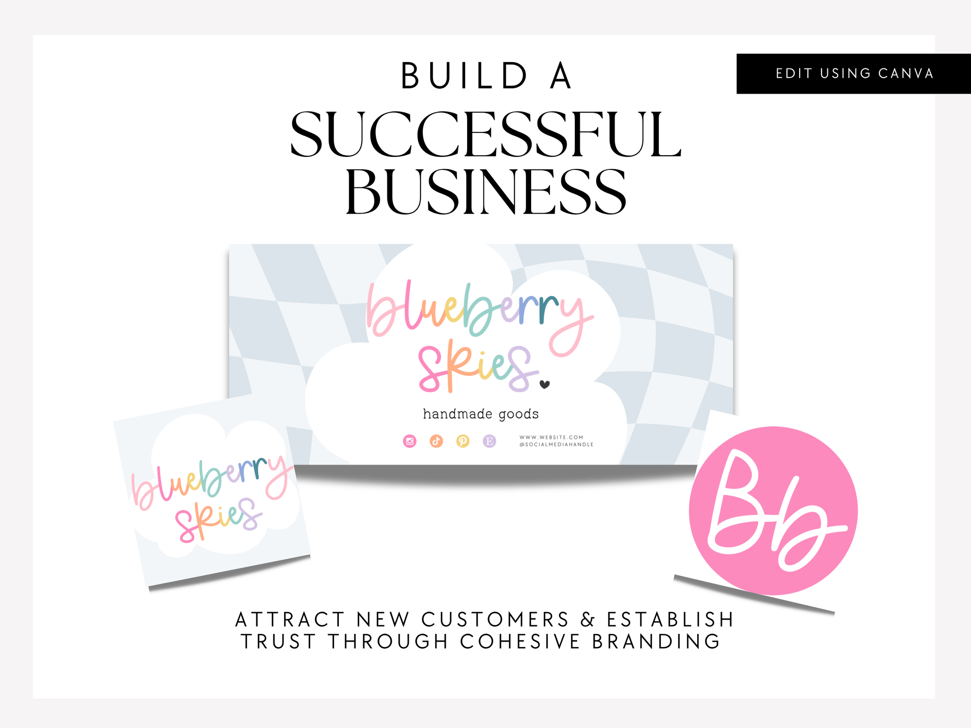 Pastel Rainbow Whimsical Facebook Cover Branding Set Canva Template | Lumi