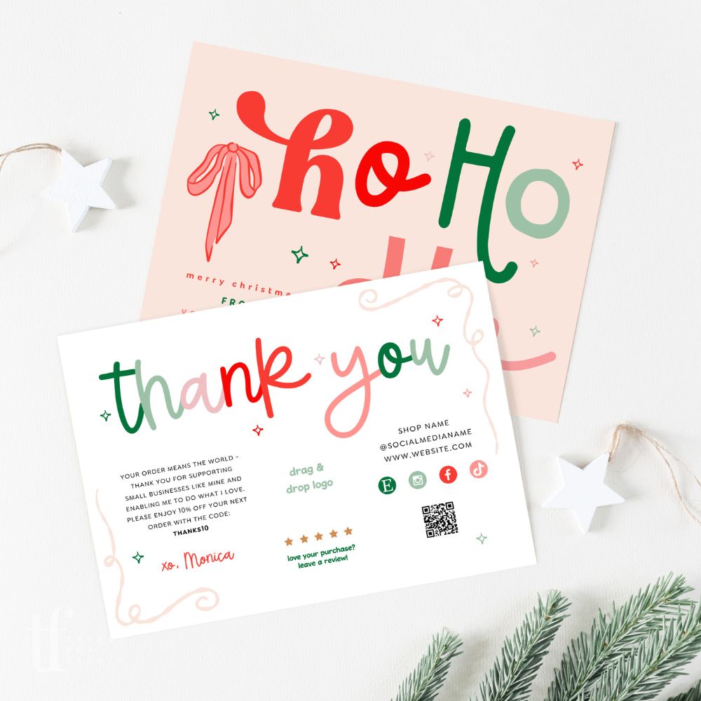 Christmas Business Thank You Card Canva Template | Quirky & Fun Holiday Insert - Trendy Fox Studio