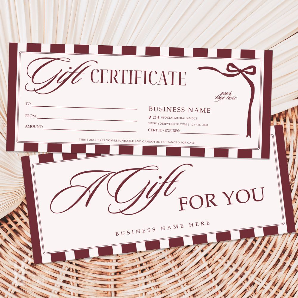 Gift Certificate Canva Template | Old Money Style | Lorna - Trendy Fox Studio