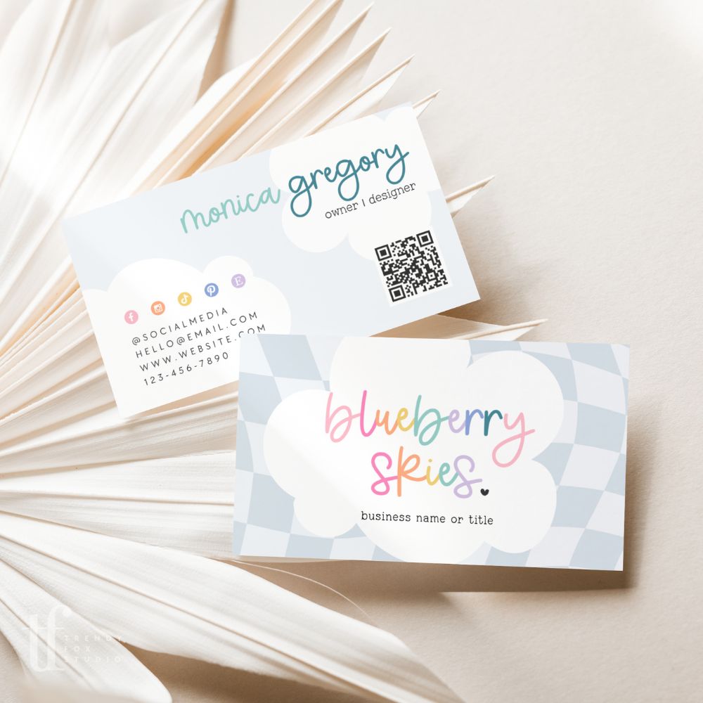 Business Card Canva Template | Rainbow Checkered | Lumi