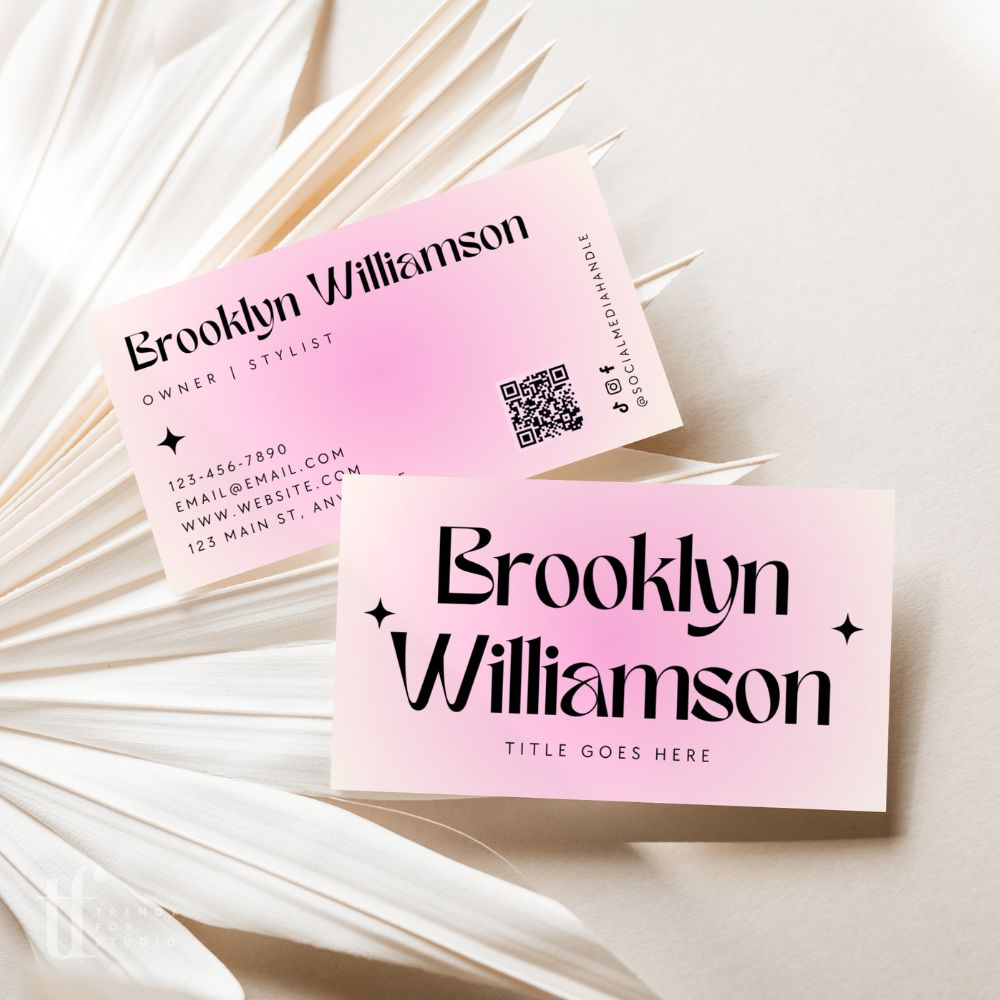 Business Card with QR Code Canva Template | Feminine Modern Elegant Branding | Opal - Trendy Fox Studio