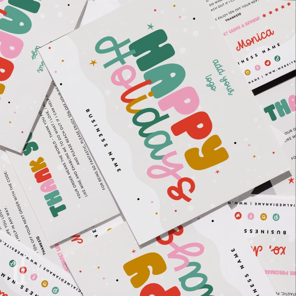 Christmas Business Thank You Card Canva Template | Rainbow - Trendy Fox Studio