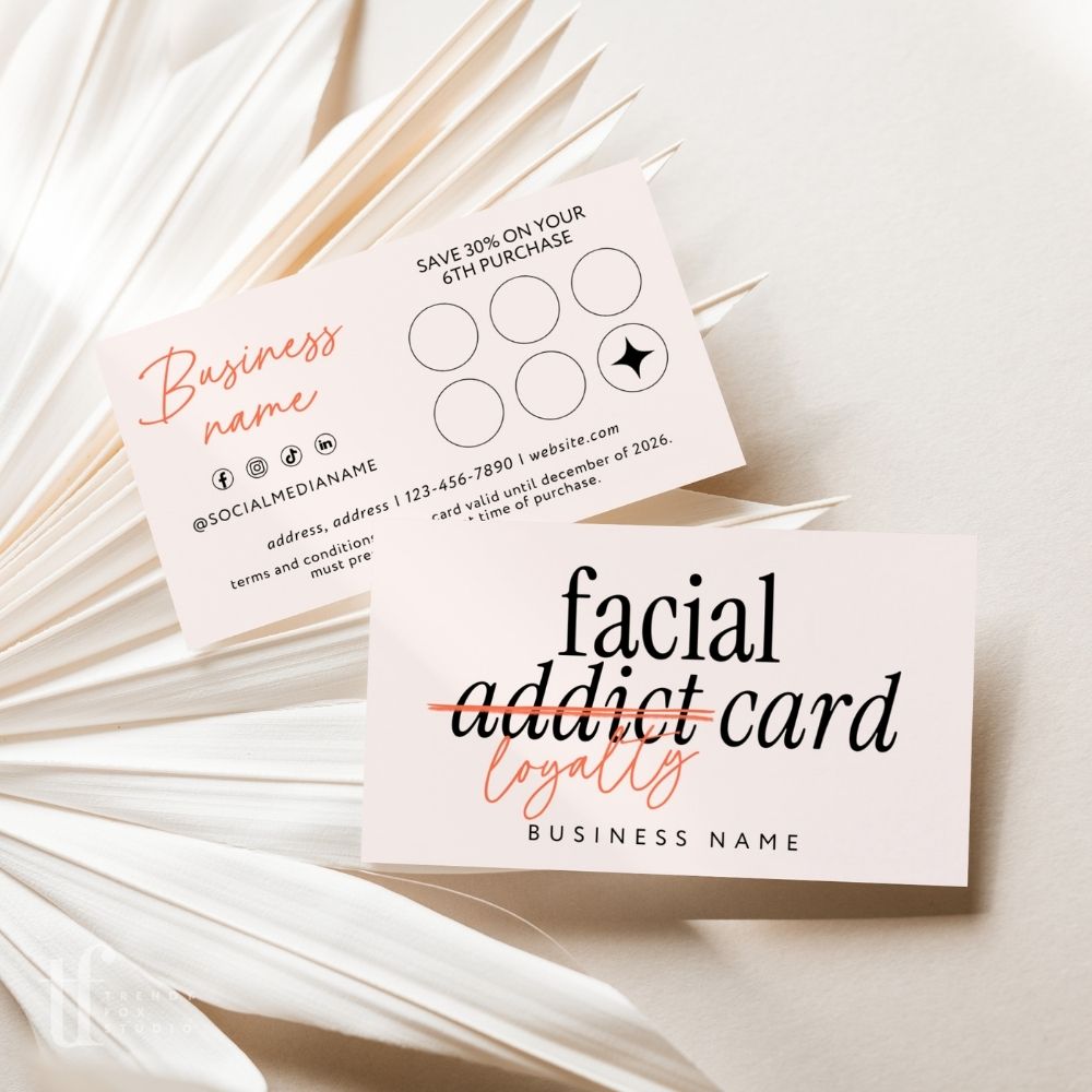 Loyalty Card Canva Template | Facial Rewards Card for Aestheticians | Inez - Trendy Fox Studio