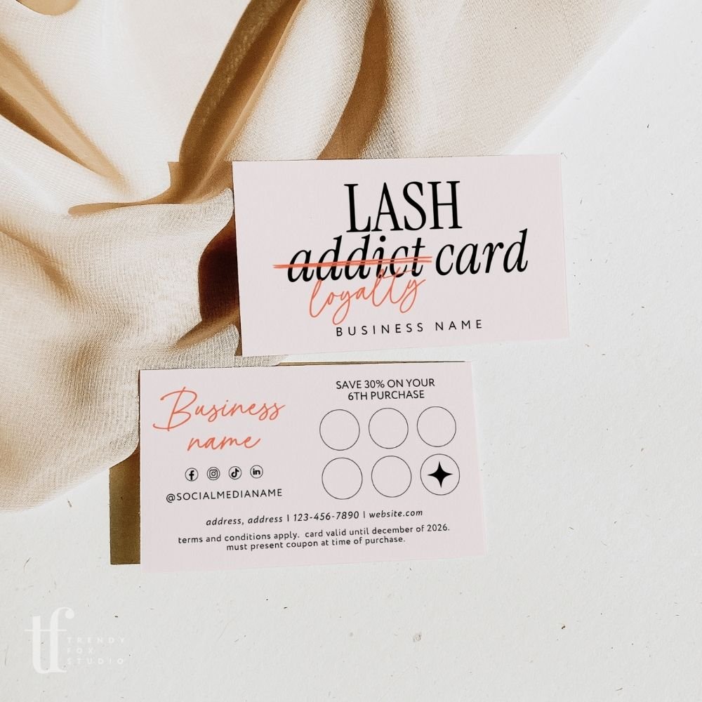 Loyalty Card Canva Template | Rewards Card for Lash Beauty Business | Inez - Trendy Fox Studio