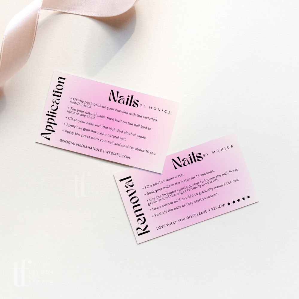 Artificial Nails Application & Removal Card Canva Template | Modern Aesthetic | Opal - Trendy Fox Studio