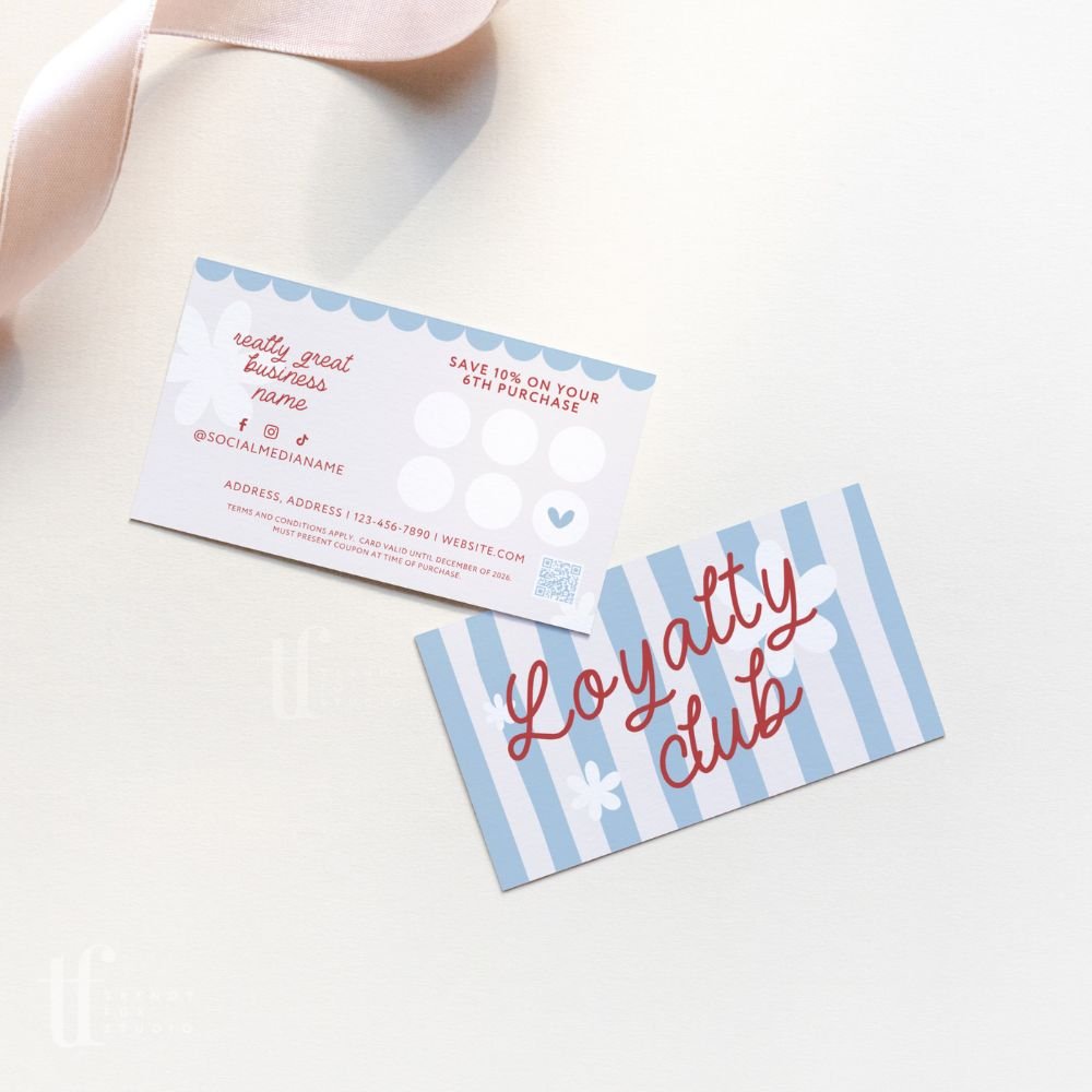 Loyalty Stamp Card Canva Template | Preppy Cottagecore | Margot - Trendy Fox Studio