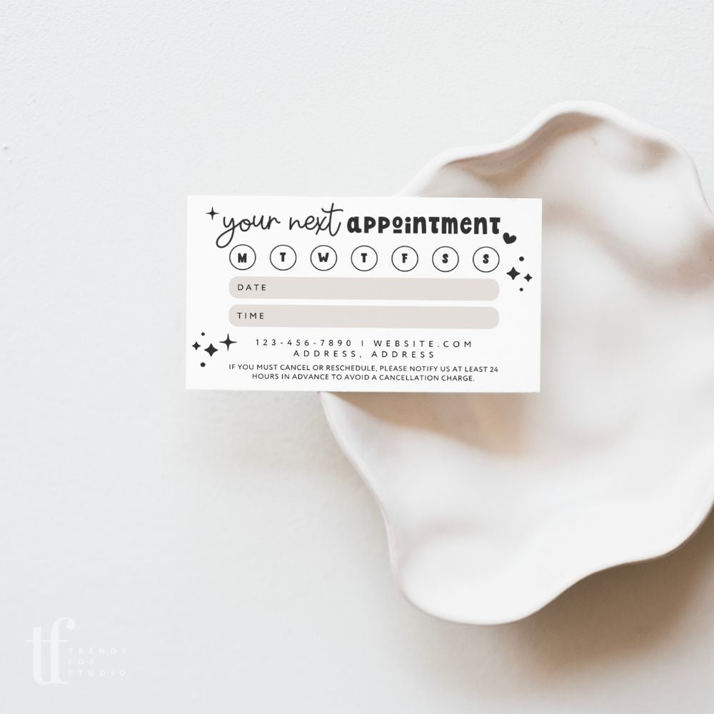 Appointment Reminder Card Canva Template | Cute Retro | Millie - Trendy Fox Studio