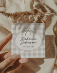 Square Business Card Canva Template with QR Code | Cottagecore Gingham | Lula - Trendy Fox Studio