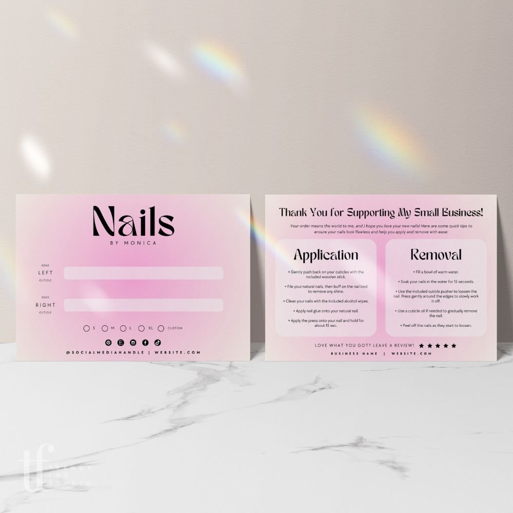 Artificial Nails Backing Card Card Canva Template | Opal - Trendy Fox Studio