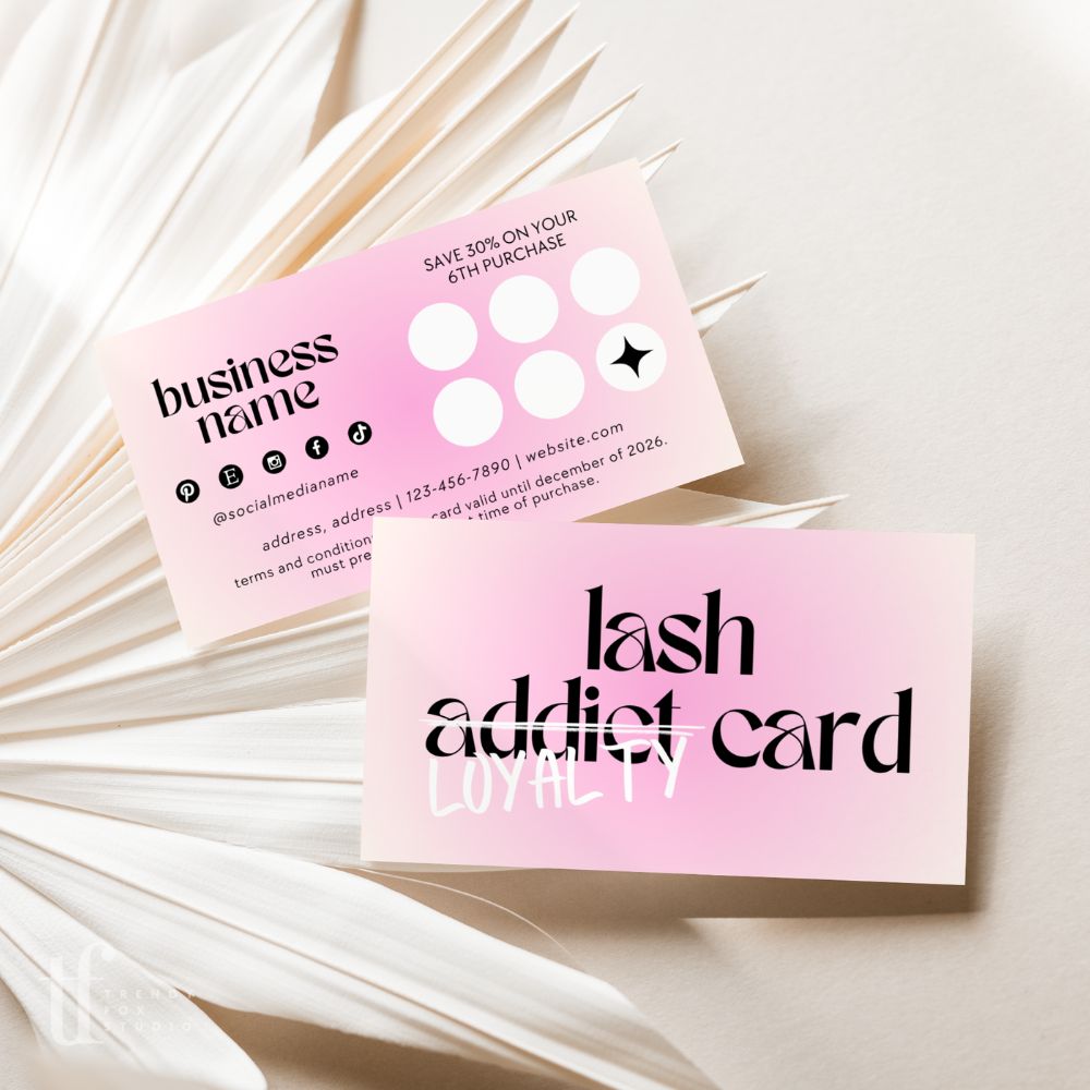 Loyalty Card Canva Template | Aesthetic Discount Card for Lash or Beauty Business | Opal - Trendy Fox Studio