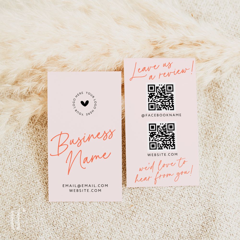 QR Code Leave Us A Review Us Business Card Canva Template| Inez - Trendy Fox Studio
