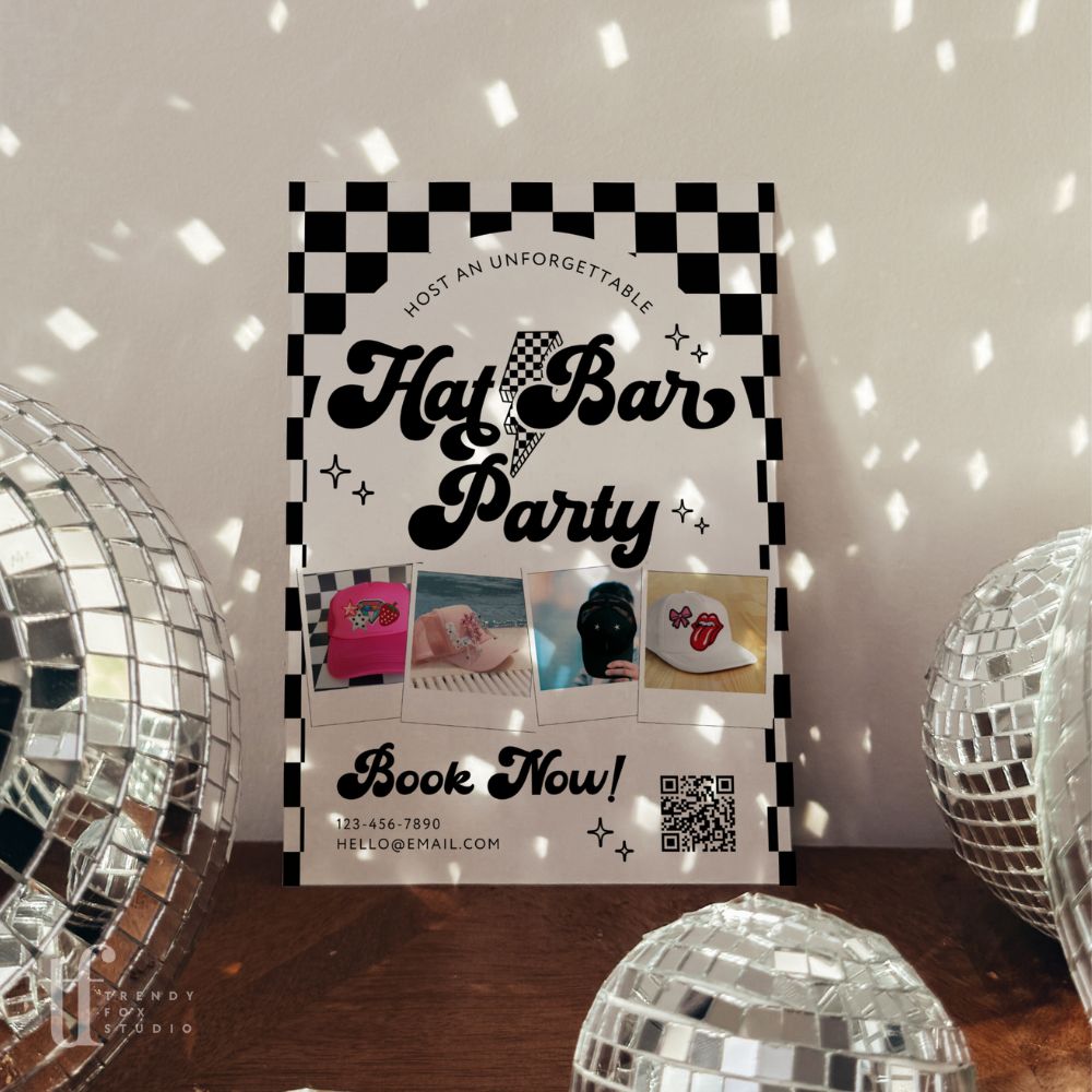 Trucker Hat Bar Business Flyer Canva Template - Trendy Fox Studio