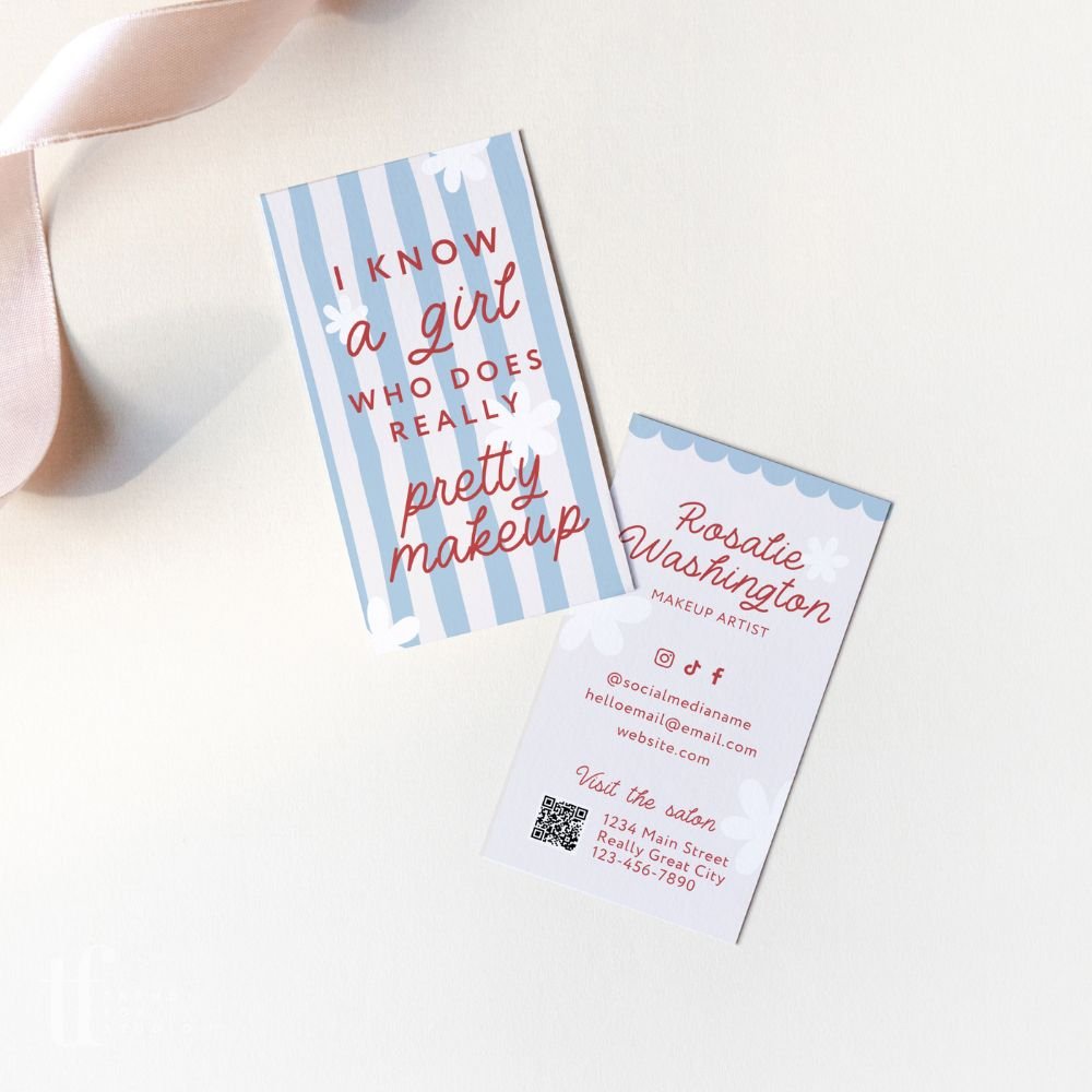 Beauty Business Card Canva Template | Preppy Cottagecore | Margot - Trendy Fox Studio